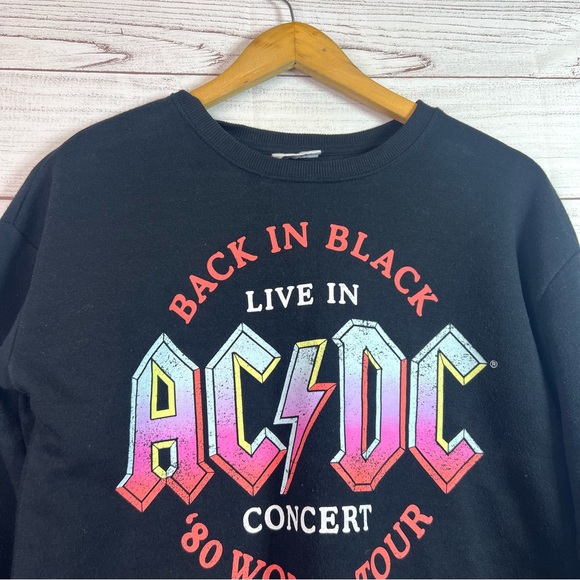 ACDC Girls Black Cropped Pullover Sweater Size XL - Picture 3 of 8